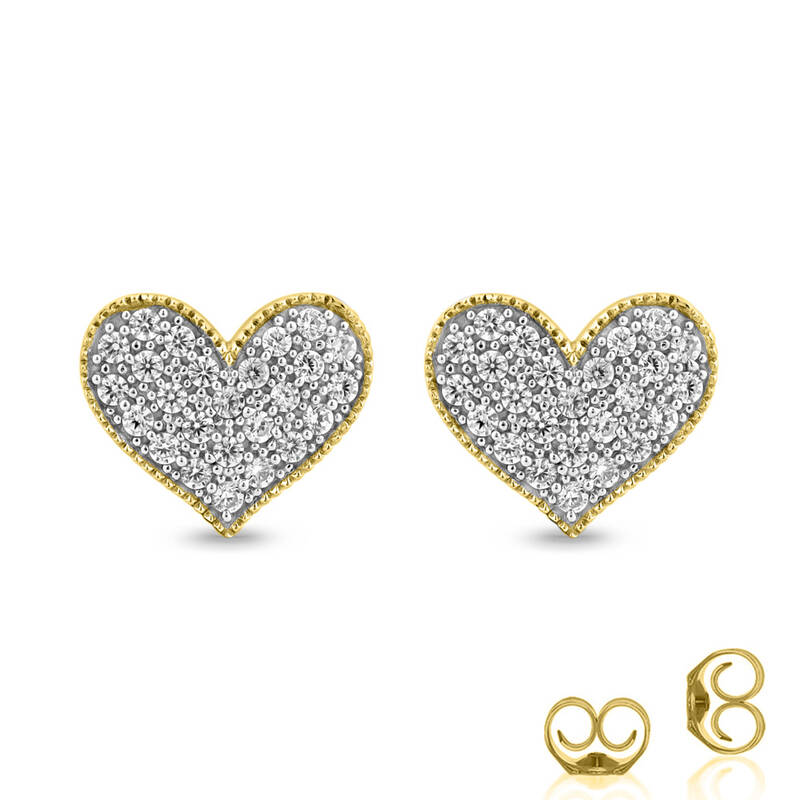 Milgrain Edged Diamond Heart Earrings | 14K Yellow Gold 1 ct. tw.