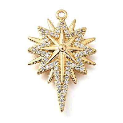 Brass Micro Pave Clear Cubic Zirconia Pendants