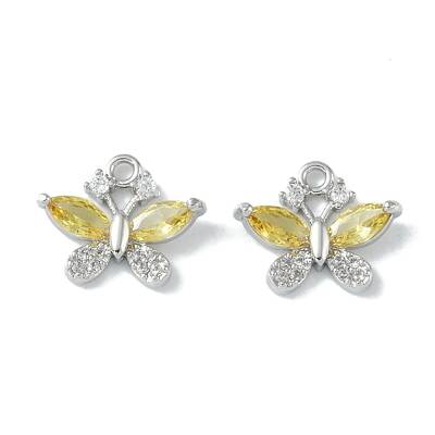 Brass Micro Pave Clear Cubic Zirconia Charms