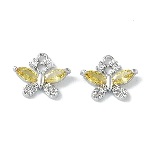 Brass Micro Pave Clear Cubic Zirconia Charms