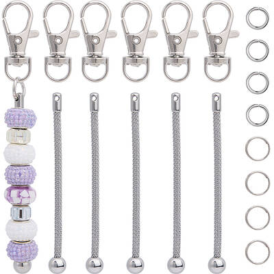20Sets DIY Beaded Stainless Steel Pendant Decorations