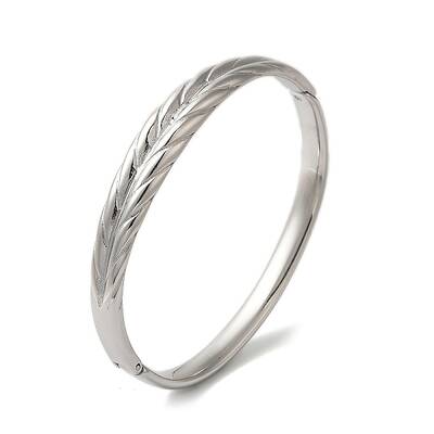 Stainless Steel Leaf Hinged Bangles for Women Men
