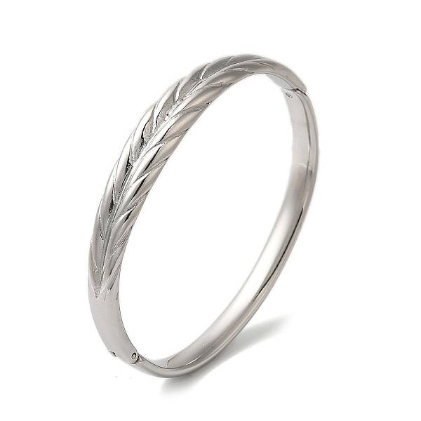 Stainless Steel Leaf Hinged Bangles for Women Men