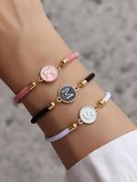 Letter Charm Decor Adjustable Rope Bracelet, Fashionable Jewelry for Women & Girls, Trendy All-match & Exquisite Jewelry for ...