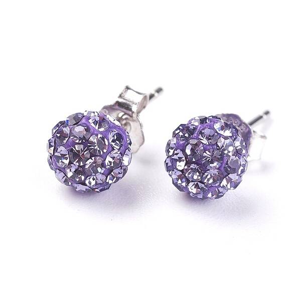 Sexy Valentines Day Gifts for Her 925 Sterling Silver Austrian Crystal Rhinestone Ball Stud Earrings