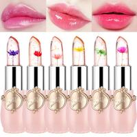 6 PCS Crystal Flower Jelly Lipstick Waterproof Nutritious Long Lasting fragrant Lip Balm Lips Moisturizer Magic Temperature C...