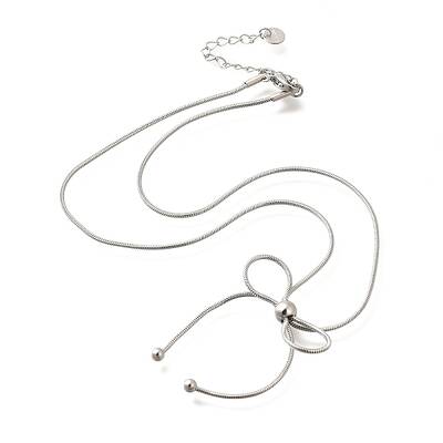 304 Stainless Steel Bowknot Pendant Snake Chain Necklaces for Women