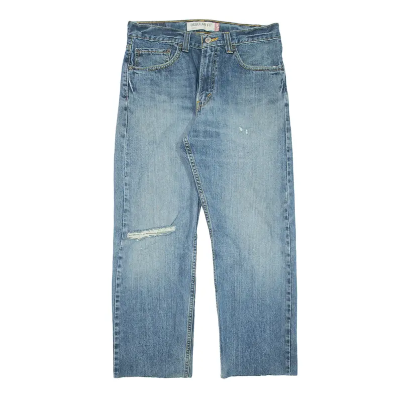 LEVI'S 505 Jeans Distressed Blue Denim Regular Straight Mens W32 L26