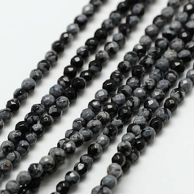 Natural Snowflake Obsidian Bead Strands