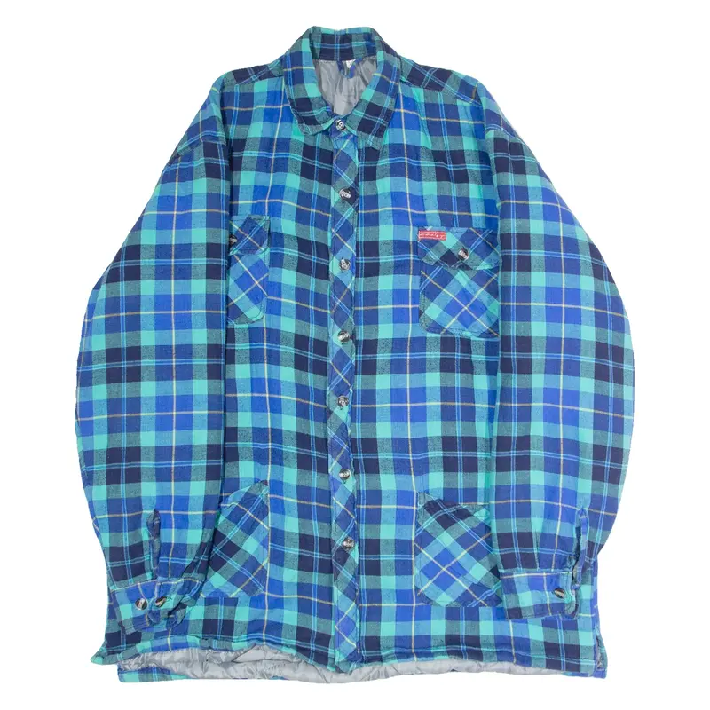 CHALET Mens Lumberjack Jacket Blue Flannel Plaid 2XL