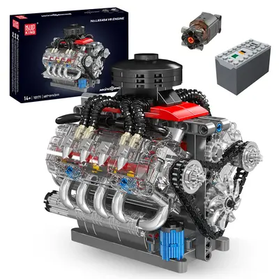 Mould King 10171 LSX454 V8 Engine Motor Building Blocks Set 487 Pieces STEM Build Your Own Engine Model Mini Kit for Kids & A...