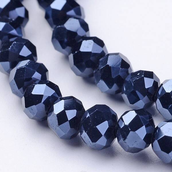 Full Plated Faceted Rondelle Electroplate Glass Beads Strands