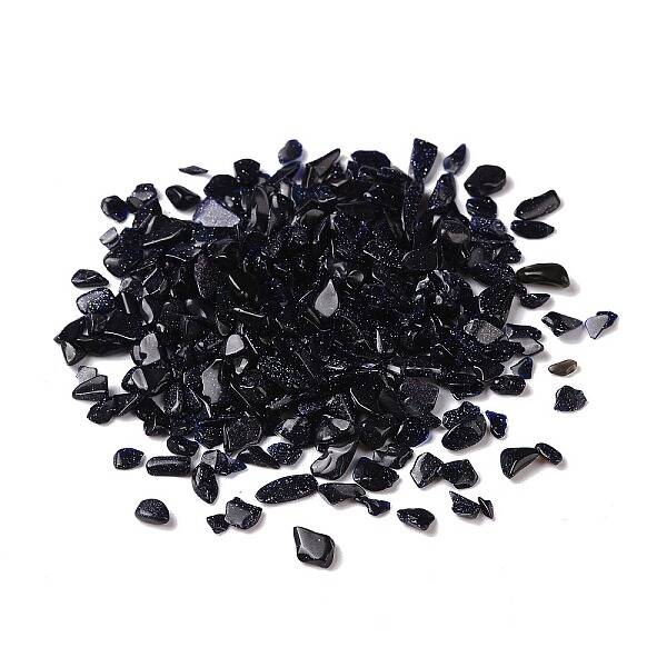 Synthetic Blue Goldstone Chip Beads