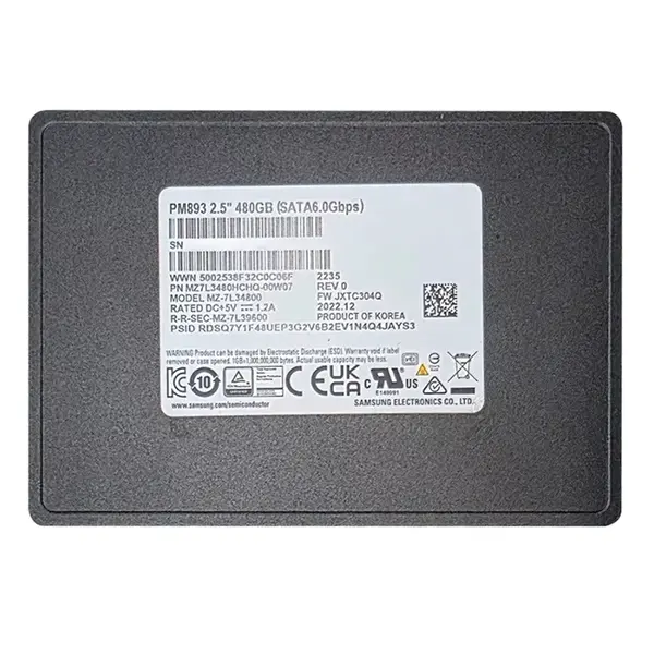 Samsung MZ7L3480HCHQ-00W07 | PM893 Series 480GB 2.5-inch 6GB/s SATA V-NAND TLC Solid State Drive