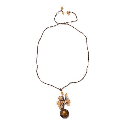 Natural Tiger Eye Tree of Life Pendant Necklace