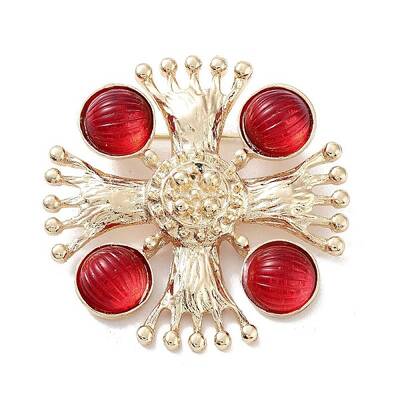 Flat Round with Cross Alloy Acrylic Brooch