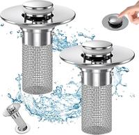 [KKC] 2-Pack Pop-Up Bathroom Sink Drain Strainer with Removable Filter Basket - Universal Sink Stopper for Bathroom & Kitchen...