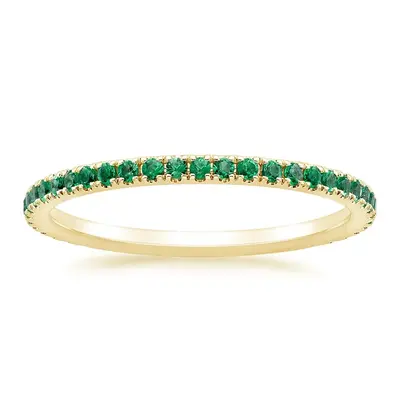 18K Gold Lab Emerald Personalized Engraving & Wedding Ring