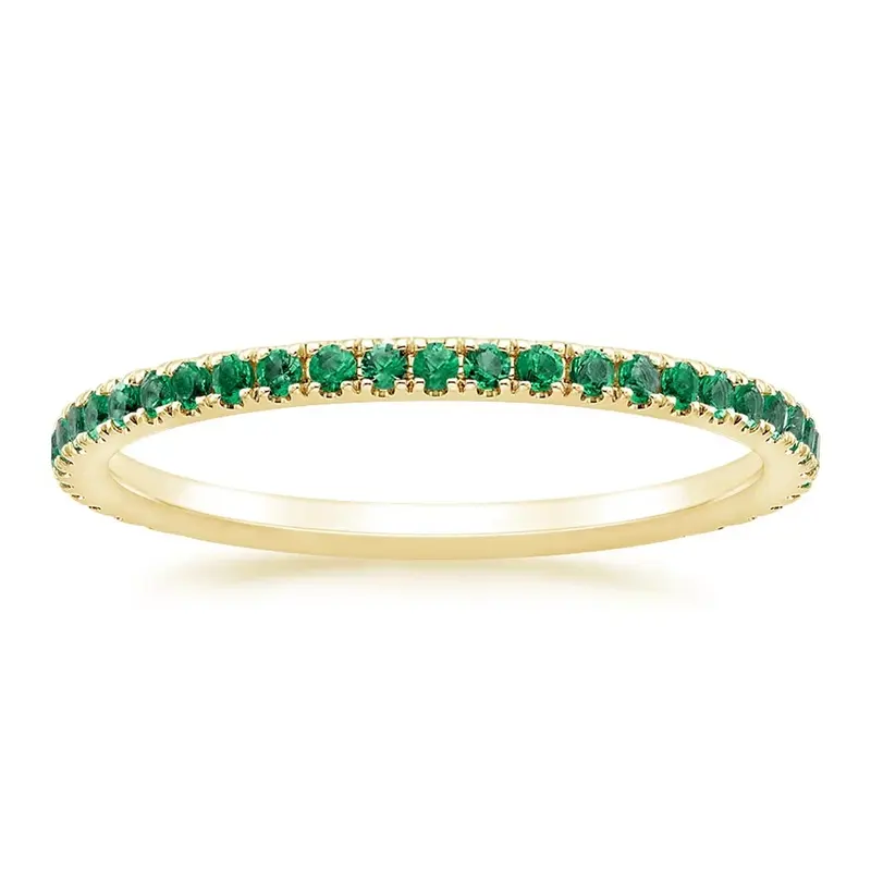 18K Gold Lab Emerald Personalized Engraving & Wedding Ring