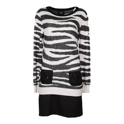 Cavalli Class Animal print Midi Dress - Medium Black & White Viscose Blend