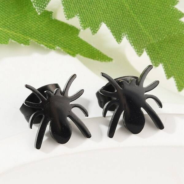 Halloween Spider 304 Stainless Steel Stud Earrings for Women
