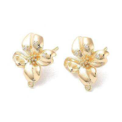 Brass Micro Pave Cubic Zirconia Stud Earring Findings