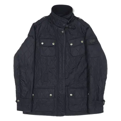 BARBOUR Tourer International Polarquilt Fleece Lined Quilted Jacket Blue Womens UK 10