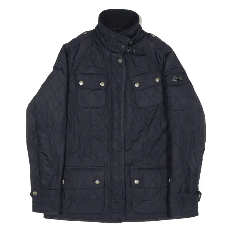 BARBOUR Tourer International Polarquilt Fleece Lined Quilted Jacket Blue Womens UK 10