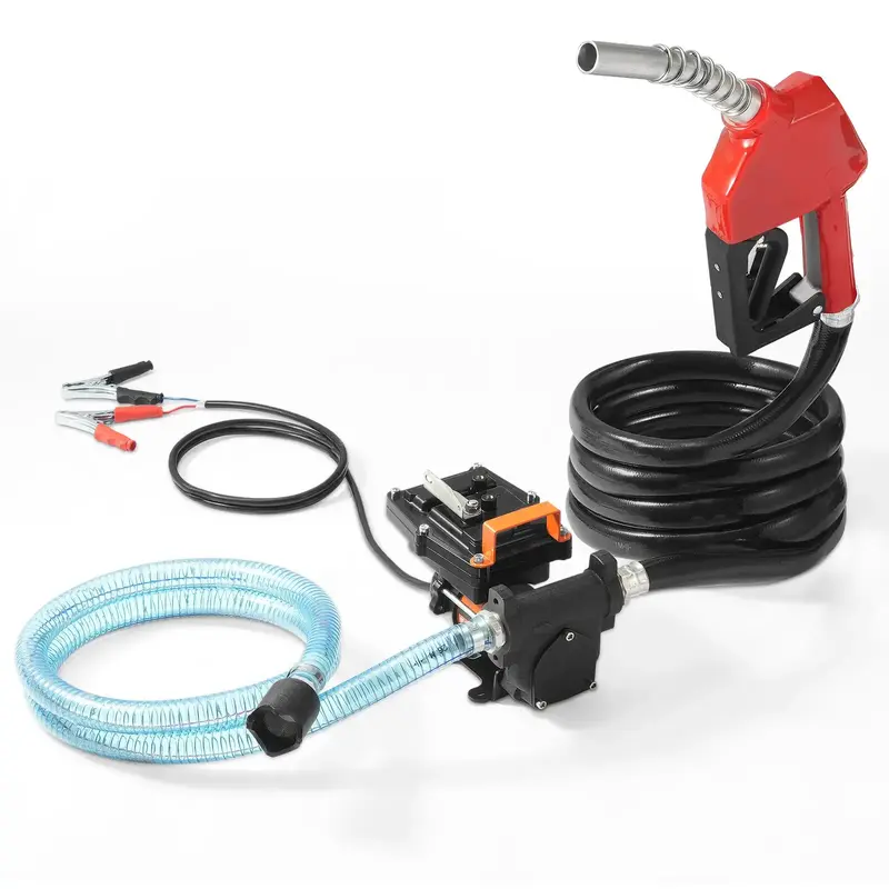 VEVOR Fuel Transfer Pump, 12V DC 15 GPM 1/4 HP, Portable Electric Diesel Transfer Pump with Auto Shut-Off Fuel Nozzle, Long I...