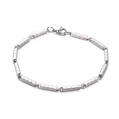 Tarnish Resistant Unisex 201 Stainless Steel Bar Link Chain Bracelets
