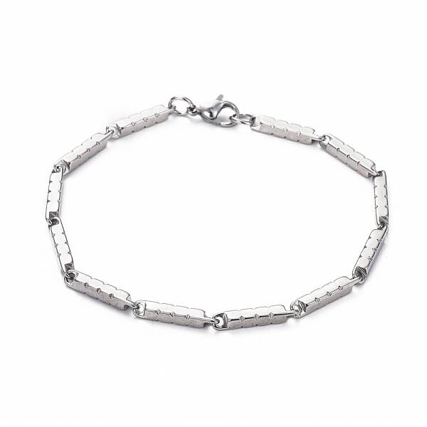 Tarnish Resistant Unisex 201 Stainless Steel Bar Link Chain Bracelets