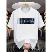 Men's Soft Breathable Cotton T-Shirt with Bold Letter Print Casual Round Neck Short Sleeve Red Machine Washable Perfect for S...