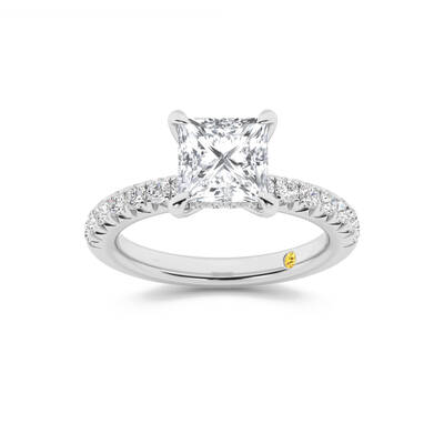 Embers Half Coverage Hidden Halo Princess Cut Lab Grown Diamond Engagement Ring | 10K White Gold 3 3/4 CT. TW.