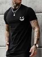 Men's Regular Fit Casual Cartoon Print Round Neck Graphic Tees, Graphic Tees for Men, Summer Clothes, Short Sleeve T-shirt fo...