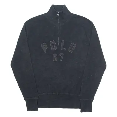 POLO RALPH LAUREN Mens Jumper Black 1/4 Zip Tight Knit L