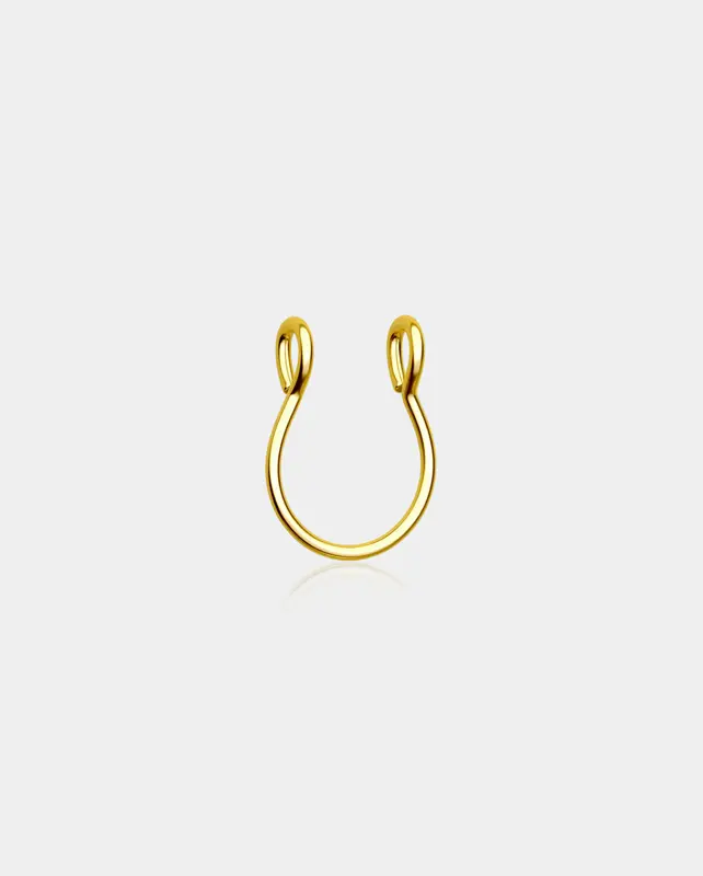 Faux Adjustable Clip On Septum Ring - Gold
