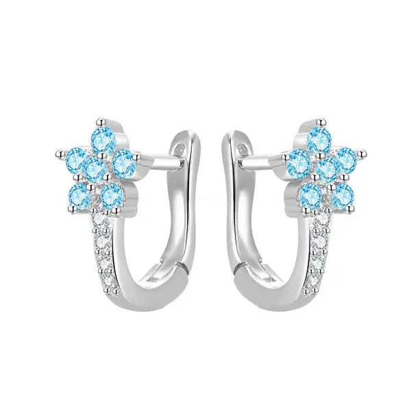 Beneto AGUC3334-BL Zirconia Matching Flower Earrings