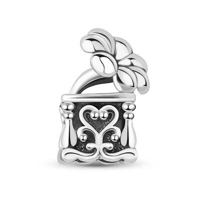Vintage Phonograph Rhodium Plated 925 Sterling Silver European Large Hole Beads