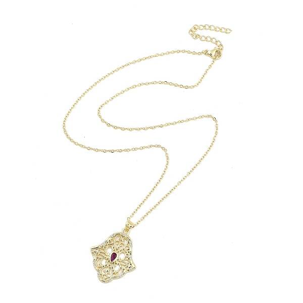 Brass Micro Pave Clear Cubic Zirconia Pendant Necklaces