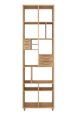 Oak Wood Bookcase With Drawers | Ethnicraft Pirouette