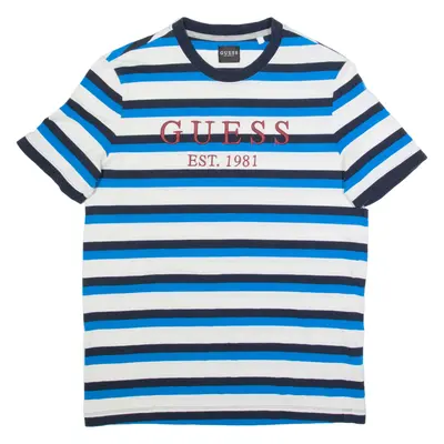 GUESS Striped Mens T-Shirt Blue S