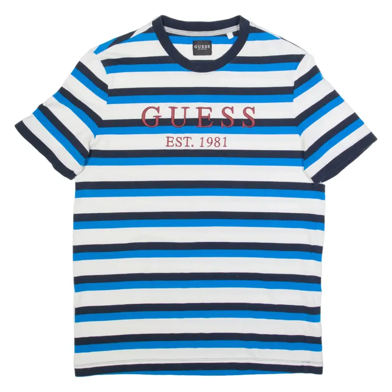 GUESS Striped Mens T-Shirt Blue S