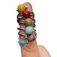 Gemstone Spinning Rings - Adjustable, Silver Plated