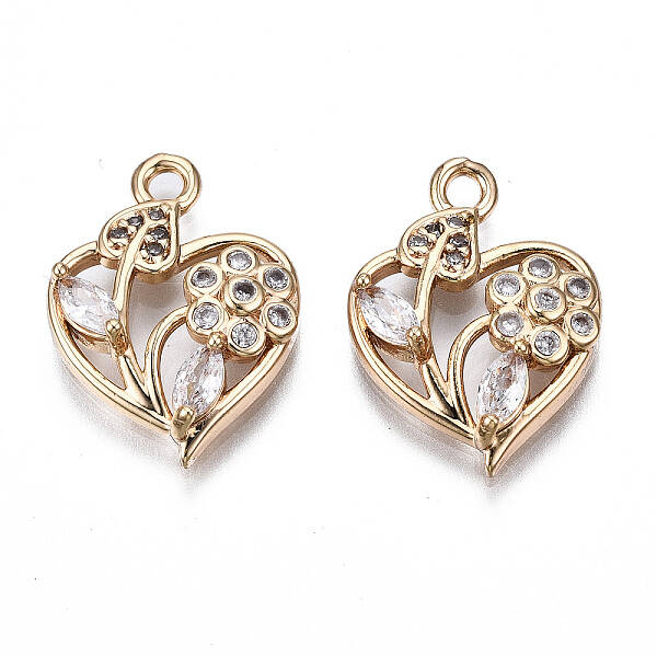 Brass Micro Pave Clear Cubic Zirconia Pendants