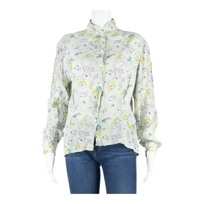 JULIETTA Womens Printed Blouse Purple Long Sleeve Floral M