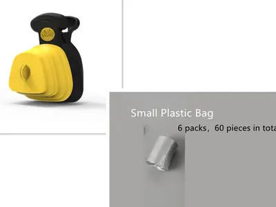 Pet Dog Poop Bag Dispenser Travel Foldable Poop Spoon | Color: Yellow set | Size: Small