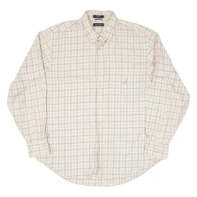 NAUTICA Mens Shirt Beige Check Long Sleeve L
