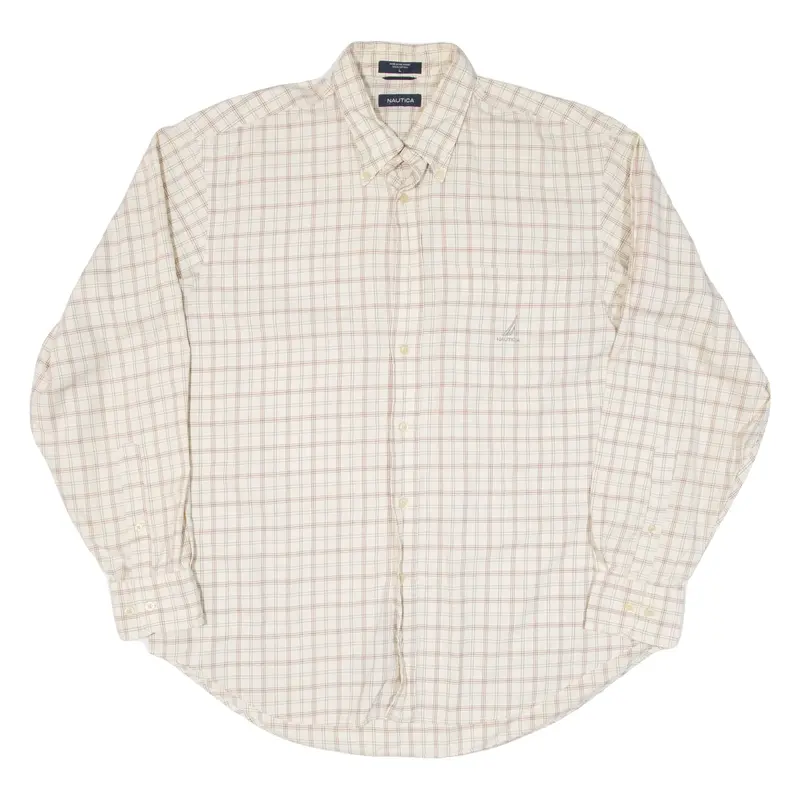 NAUTICA Mens Shirt Beige Check Long Sleeve L