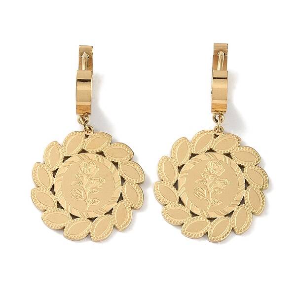 Flower 304 Stainless Steel Dangle Earrings