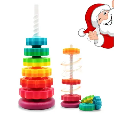 Colorful Ring Stacking Tower Toy, Rotating Stacking Block Toy, Early Education Puzzle Development Intelligence Ring Toy, Brai...